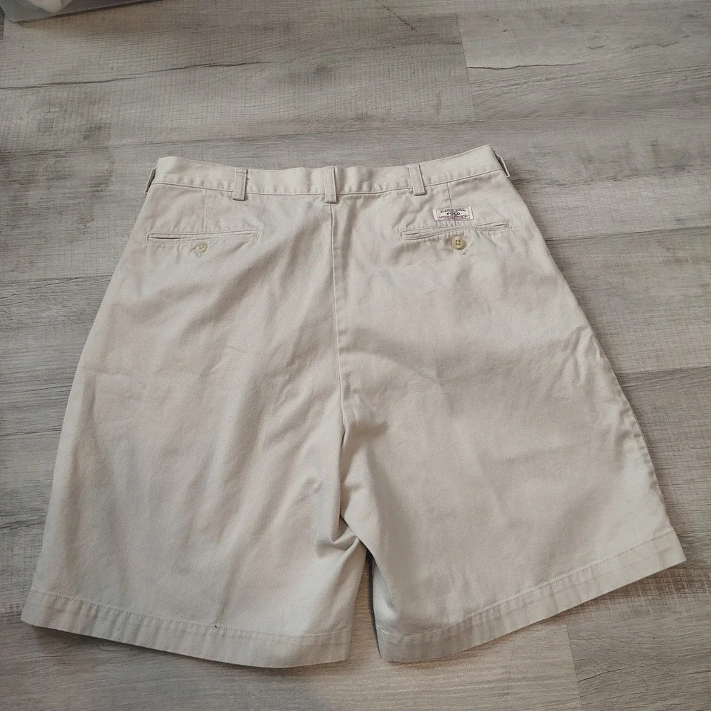 Polo Ralph Lauren Tyler Short Mens 35 Khaki Tan Pleated Chino Cotton Shorts 9in